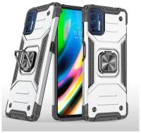 Противоударный чехол Legion Case для Moto G9 Plus серебряный