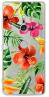 Силиконовый чехол Яркие тропические цветы на Sony Xperia XZ3 / Сони Xperia XZ3
