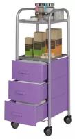 Тумба-стеллаж с ящиками пластиковая на колесиках GiroCo Rio фиолетовая для ванной,прихожей,детской,кухни,офиса3 ящика,34,5х33,5х95 см
