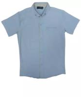 Рубашка для мальчика из хлопка голубая размер:116