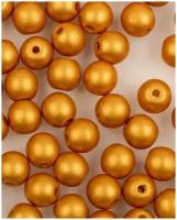 Стеклянные чешские бусины, круглые, Round Beads, 4 мм, цвет Alabaster Metallic Gold, 50 шт