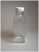 Бутылка ПЭТ 0,3 л с широким горлом с крышкой 38 мм, квадратная прозрачная, 100 шт