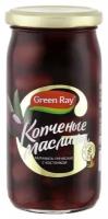 Green Ray Маслины Каламата копченые с косточкой, 370 г, 370 мл