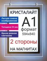 Тонкая панель световая светодиодная кристалайт двусторонняя подвесная формат А1