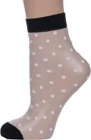 Женские носки Fiore телесные в розовый горох, размер UN