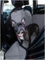 77166 Автогамак для перевозки собак в салоне автомобиля на 2/3 сидения на молниях, серый