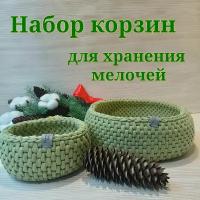 Корзина для хранения круглая, вязаная, плетеная, коробка, органайзер, корзинка