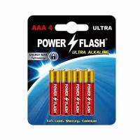 Батарейки алкалиновые ААА "мизинчиковые" Power Flash ULTRA 1.5v (LR3) - 4 шт