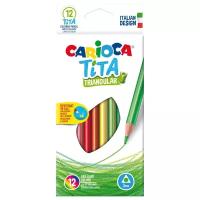 Карандаши цветные пластиковые Carioca "Tita", 12цв., трехгран., заточен., картон, европодвес (арт. 262579)