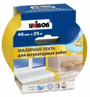 Unibob Малярная лента для штукатурных работ, желтая, 90008, 48 мм х 25 м