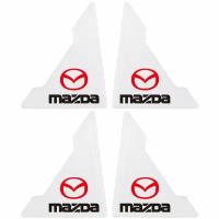 Защитные уголки на дверь автомобиля с логотипом MAZDA силиконовые прозрачные, комплект 4 шт