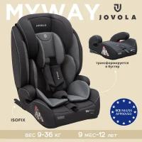 Автокресло-трансформер JOVOLA MyWay ISOFIX, бустер, группа 1,2,3, 9-36 кг, черный-серый