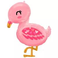 Воздушный шар фольгированный Anagram фигурный, Фламинго малыш, розовый, 81 см