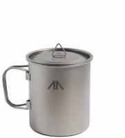 Сверхлегкая титановая кружка GORAA Single-Wall Titanium Mug With Folding Handle And Lid со складными ручками и крышкой