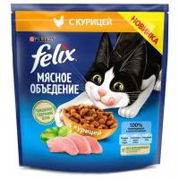 Сухой корм для взрослых кошек Felix Мясное объедение, с курицей (суфле)