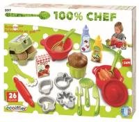 Ecoiffier Игровой набор посуды 100% Chef Pro-Cook с продуктами, 26 предметов 2617