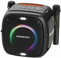 Беспроводная Bluetooth колонка Hopestar Party One 80 Вт с 2 микрофонами (штатив в комплекте), черная