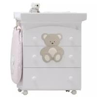 Пеленальный комод Italbaby Peluche 070.7022-0076, 3 ящика, белый