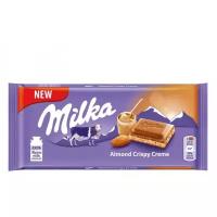 Молочный шоколад Milka Миндальный хрустящий крем 90 гр
