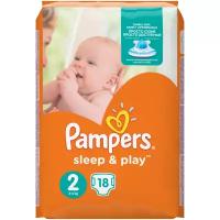 Подгузники детские, 18 шт 3-6 kg PAMPERS Sleep and Play Mini, размер 2