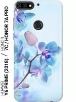 GOSSO Ультратонкий силиконовый чехол-накладка для Huawei Y6 Prime (2018) / Honor 7C / Honor 7A Pro с принтом "Синий цветок на синем"
