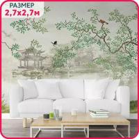 Фотообои на стену флизелиновые "Японский сад" в спальню, в гостиную или на кухню 270x270 см
