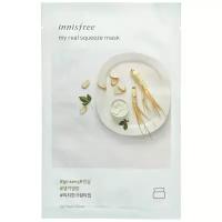 Innisfree тканевая маска My real squeeze mask- ginseng с экстрактом женьшеня