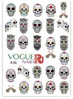 Слайдеры для ногтей Vogue Nails водные наклейки украшения для маникюра черепа день мертвых