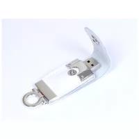 Кожаная флешка брелок для нанесения логотипа (64 Гб / GB USB 2.0 Белый/White 209 именная юсб флешка для сотрудника под логотип)