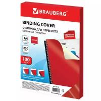 Обложки картонные для переплета Brauberg А4, комплект 100 шт, глянцевые, 250 г/м2, красные (532163)