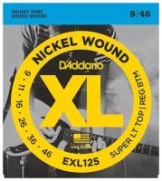 EXL125 XL NICKEL WOUND Струны для электрогитары Super Light Top/Regular Bottom 9-46 D`Addario