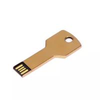 Металлическая флешка Ключ для нанесения логотипа (16 Гб / GB USB 2.0 Золотой/Gold KEY Flash drive ME004)