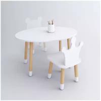 Комплект детской мебели DIMDOMkids, стол "Овал" белый + стул "Корона" белый