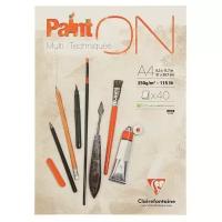 Альбом для смешанных техник 40л., А4, на склейке Clairefontaine «Paint'ON», 250г/м2, мелкозерн