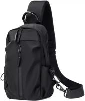 Рюкзак-сумка S-MAX через плечо, отсеком для планшетов и внешним портом для подключения повербанка, черная