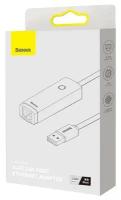 Адаптер USB to RJ45 Lite Series Baseus WKQX000101 RJ45 LAN PORT ETHERNET ADAPTER 1000 Mbps, черный