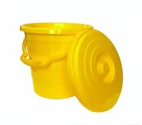 Ведро желтое с крышкой 10 литров (10л) хозяйственное, пластик