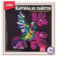 Аппликация-картина из пайеток Lori "Райская птичка", 20*20см, от 4- х лет