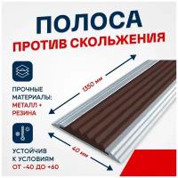 Противоскользящая алюминиевая полоса / накладка на ступени Стандарт 40мм, 1.33м