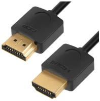 Greenconnect Кабель SLIM 0.5m HDMI 2.0, черный Slim, OD3.8mm, HDR 4:2:2, Ultra HD, 4K 60 fps 60Hz, 3D, AUDIO, 18.0 Гбит/с, 32/32 AWG, GCR-51592