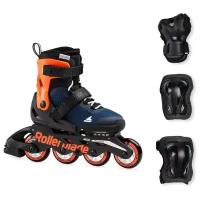 Детские ролики с защитой Rollerblade Microblade Combo - 2021 Blue/Orange р. 28-32