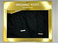 Сет Michael Kors OS черный шапка и шарф вязаные узором "косы"
