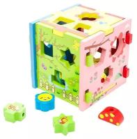 Развивающая игрушка Mapacha Радужный кубик, желтый/розовый/синий