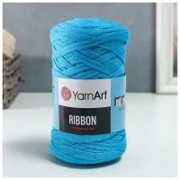 Пряжа "Ribbon" 40% полиэстер, 60% хлопок 125м/250гр (763 голуб. Бирюза)