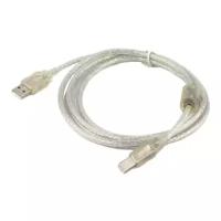 Кабель USB 2.0 AB (m-m) 2м Pro экран, феррит.кольца, прозрачный CCF-USB2-AMBM-TR-2M Cablexpert