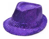 Карнавальная шляпа блестящая с пайетками "Диско", цвет фиолетовый