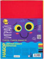 Цветная бумага бархатная 5 цветов "Лео" "Играй" набор LPCP-03 A4 21 х 29.7 см