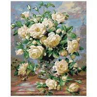 Аромат белых роз Раскраска картина по номерам на холсте