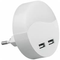 Светильник-ночник c USB выходами 0,45W 230V круг, белый FN1122, Feron, 41021