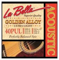 La Bella 40PUL Golden Alloy Комплект струн для акустической гитары, бронза, Ultra Light, 9-48
